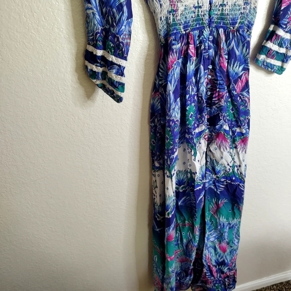 Melissa Odabash Caroline V Neck Bottom Down Boho Maxi Dress Sz M - Picture 4 of 12